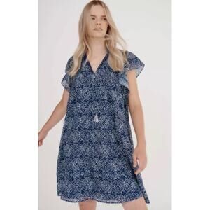 Melissa Nepton Sara Boho Circle Dress Flutter Sleeve Ruffle‎ NeckSize Large